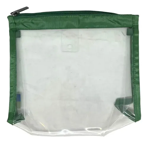 3x 1 Neceser Transparente Porta Brochas Maquillaje 23 X 19 Color Borde Verde