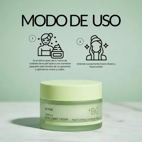 Iunik Centella Relief Sorbet Cream 50 Ml | Crema Facial Coreana Calmante Con Centella Asiática, Textura Sorbet Ligera, Hidratación Refrescante, Reduce Sensibilidad, Irritación Y Enrojecimiento, Ideal