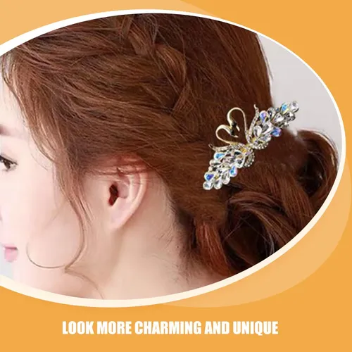 3 Broches De Pelo De Cisne De Cristal Con Diamantes De Imita