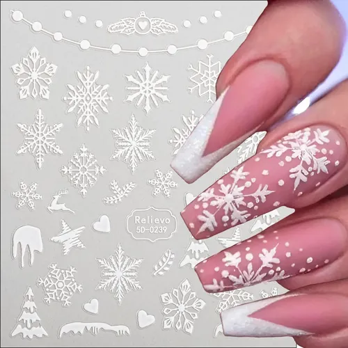 Pegatinas Navideñas Para Decoración De Uñas Grabadas En 5 Di