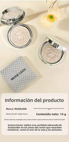 Mugeleen Paleta Iluminador Jengibre León Rubor Purpurina