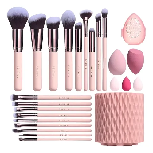 Set Brochas Esponja Soporte Giratorio 360o Profesional Rosado