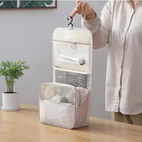 A Neceser Colgante Organizador De Viaje For Baño Beige L