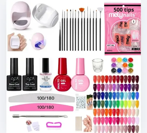 Kit Profesional Completo Uñas Soft Gel Led Uv X57 Piezas