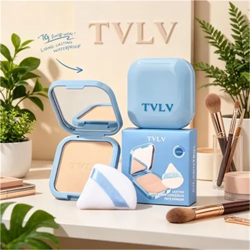 Tvlv Polvo Compacto Control De Aceite 7g, Impermeable Y