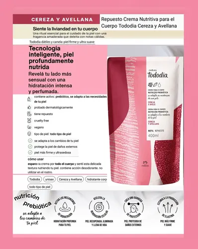 Rep Crema Corporal Nutritiva Cereza Avellana Tododia Natura