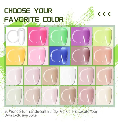 Juego De Gel Builder Color Gel Con Top Coat Y Base Coat 24