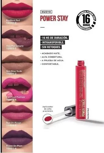 Avon Labial Liquido Power Stay Mate Resilient Red