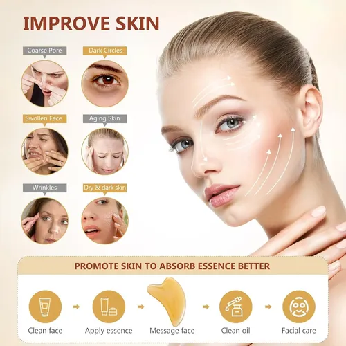 Masajeador Facial Resina Tabla Gua Sha Rostro Terapia Relax