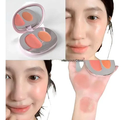 3 Piezas Rubor Crema Dos Colores Paleta Iluminador Contorno