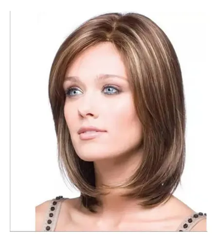 W Peluca De Pelo Bob Liso Natural, Estilo Corto A R