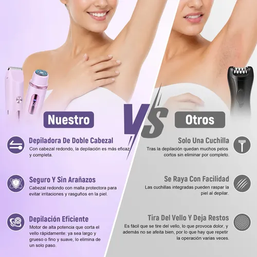Y Depiladora Eléctrica For Mujer Bikini Doble Cabeza 2 En 1