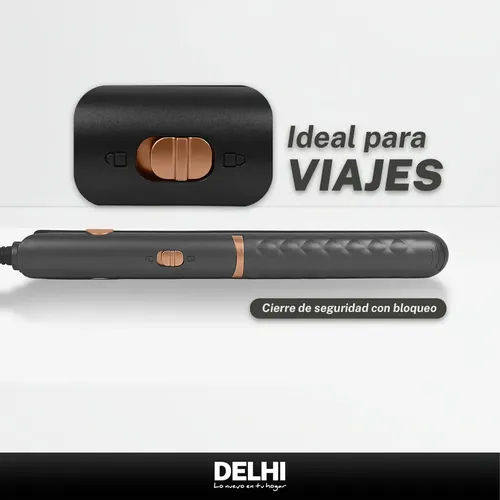 Planchita De Pelo 4 Niveles Cerámica Delhi 35w Pantalla Led Gris