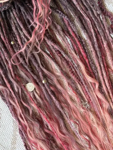 50 Dreads Rastas Mix De Y Se Rosa Berry 55 Cm Artesanales