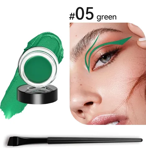 Set Eyeliner En Gel Verde Con Brocha 5.51 Pulgadas