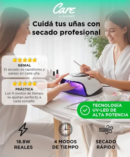 Kit Uñas Semipermanentes Uv Profesional 18.8 W Gel Gadnic