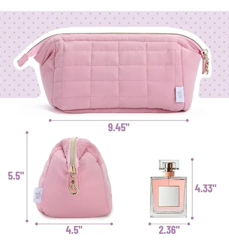 Bolsa De Maquillaje Acudrada Ms. Pen Rosa Puff Con Cierre