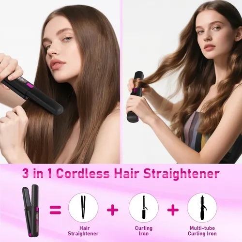 Plancha De Pelo Nsyee 2 En 1 De Cerámica Inalámbrica 4500 Ma