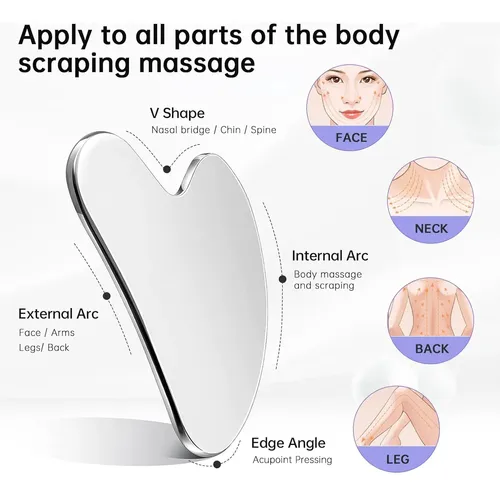 Masajeador Facial Y De Espalda Gua Sha De Acero Inoxidable