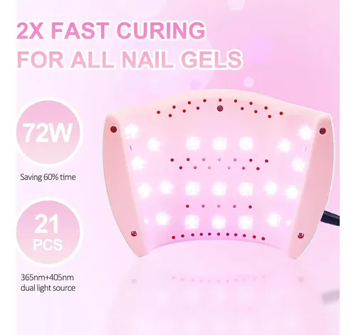 Lámpara Uv Wisdompark 72w Para Uñas De Gel Con 21 Leds