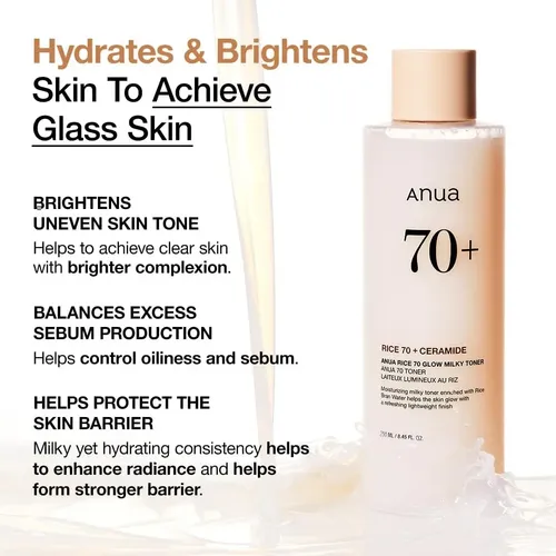 Anua Rice 70 Glow Milky Tonico Refuerza La Barrera Cutánea