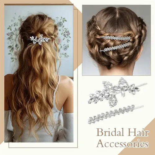 Pinzas Para El Pelo De Novia Con Diamantes De Imitación, 4 U