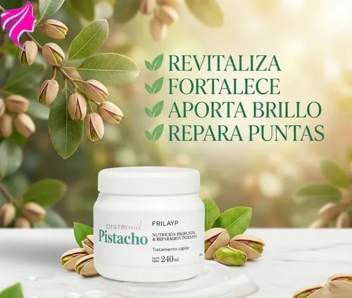 Mascara Capilar Pistacho Natural Frilayp X240g Profesional – Humectante Hidratante Con Nutrientes Esenciales Ideal Cabello Dañado y Seco – Cuidado Intensivo