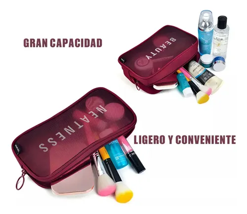 Maquillaje Bolsa Cosmetiquera Mujer Color Bordó Diseño