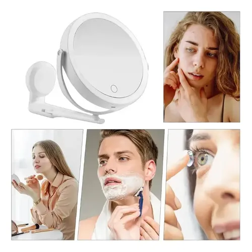 Espejo Cosmético Led De Pared Pantalla Táctil Plegable 360°