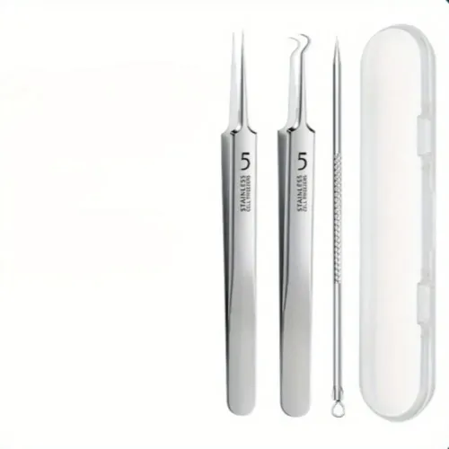 Juego De 3 Pinzas Faciales Ultrafinas Para Cejas ~