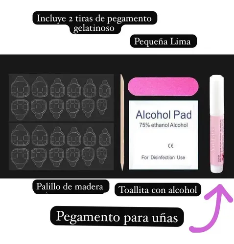 Uñas Postizas Press On Autoadhesiva Set Completo Corazones