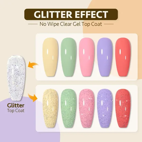 Top Coat De Gel Glitter Gaoy 16 Ml Plateado Iridiscente