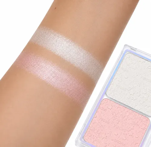 Iluminador Skora Glow Vibes Duo Blanco Rosa Highlighter
