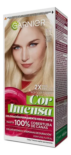 Kit Coloración Permanente Garnier Hidratante Cor Intensa Tono 11.1 Rubio Ultra Claro Ceniza