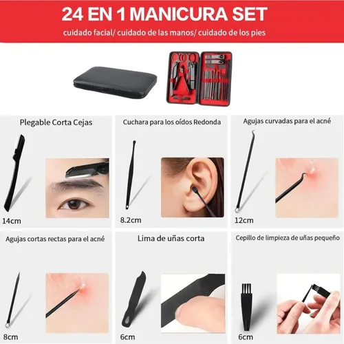 Set 24 Piezas Kit Manicura Y Pedicura Acero Inox.