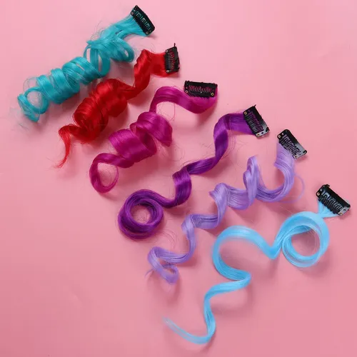 22 Extensiones De Cabello Rizado Con Clip De Colores