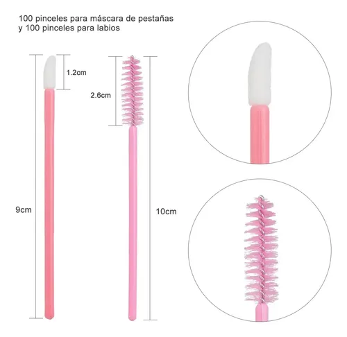 100 Pinceles Para Labios + 100 Pinceles Para Pestañas