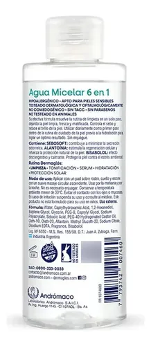 Dermaglós Facial Agua Micelar 6 En 1 Piel Mixta Y Grasa