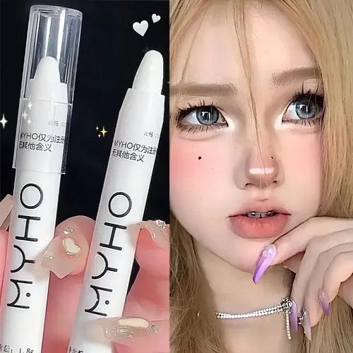Set De 3 Lápices Resaltador Sombra Ojos Delineador Barra Cre Blanco