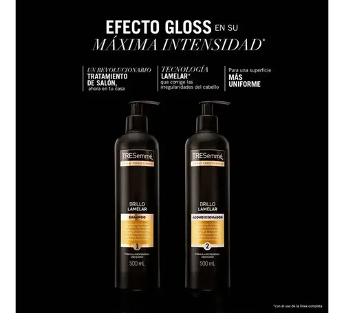 Kit Tresemme Brillo Lamelar Shampoo+acond+ Protector Térmico