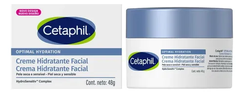 Cetaphil Optimal Hydration Crema de Día Facial Piel Sensible y Seca 48 g | Con HydroSensitiv Complex, ácido hialurónico y margarita azul, hidrata durante 48 horas, mejora la suavidad en 1 semana.