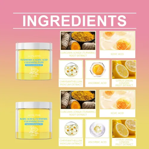 Limpiador Exfoliante Suave Jaysuing Kojic Turmeric Pads
