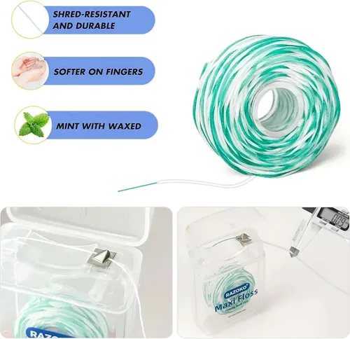 Hilo Dental Encerado Menta Para Ortodoncia 260 Unidades Menta