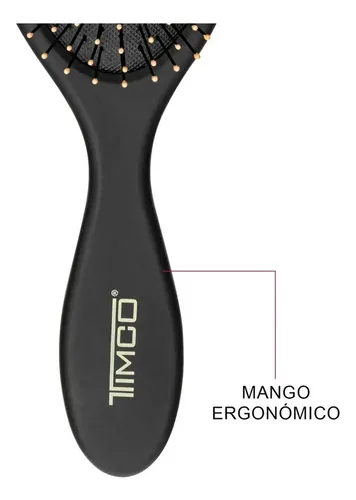 Cepillo De Cabello Desenredante Ovalado Acolchado Negro H