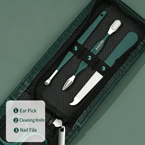 Set De Manicura Con Cortaúñas Y Tijera Verde