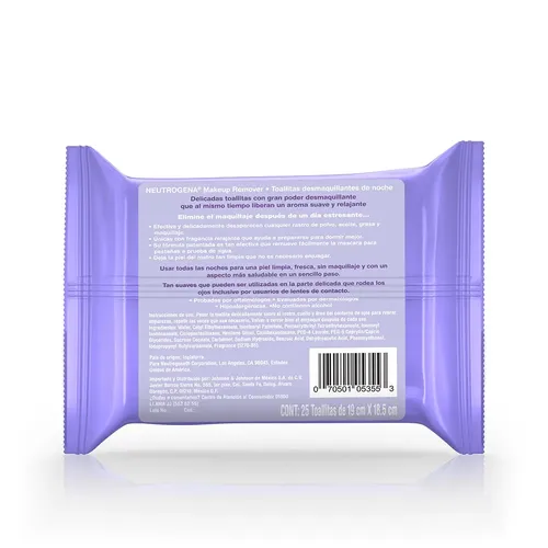Neutrogena night calming toallitas desmaquillantes 25 pzs