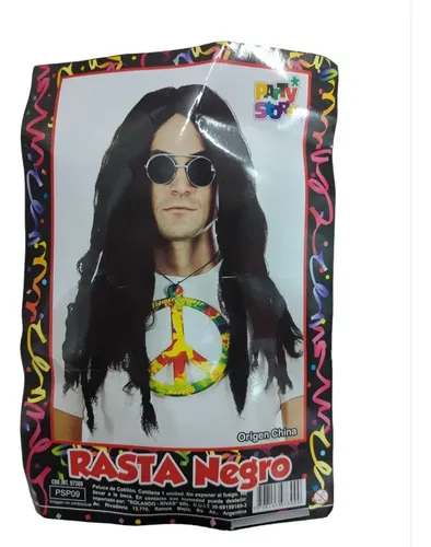 Peluca Rastas Negras Pelo Negro Cotillon