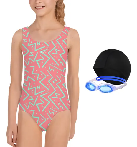 Combo Malla Nena Cloro Friendly Pileta + Gorro + Antiparras