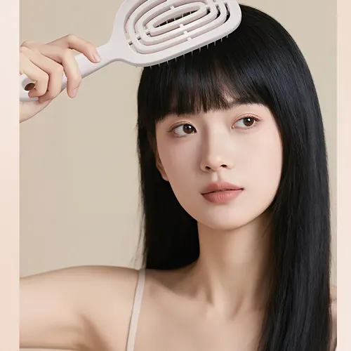 Cepillo Desenredante Autolimpiante Para Cabello Ivory White