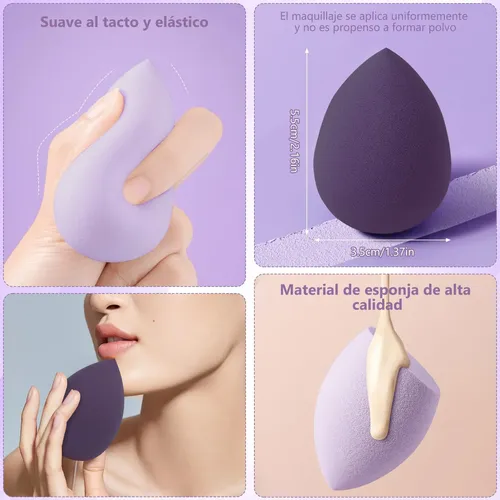 Esponjas Maquillaje 8pcs, Set Beauty Blender Con Estuche Púrpura